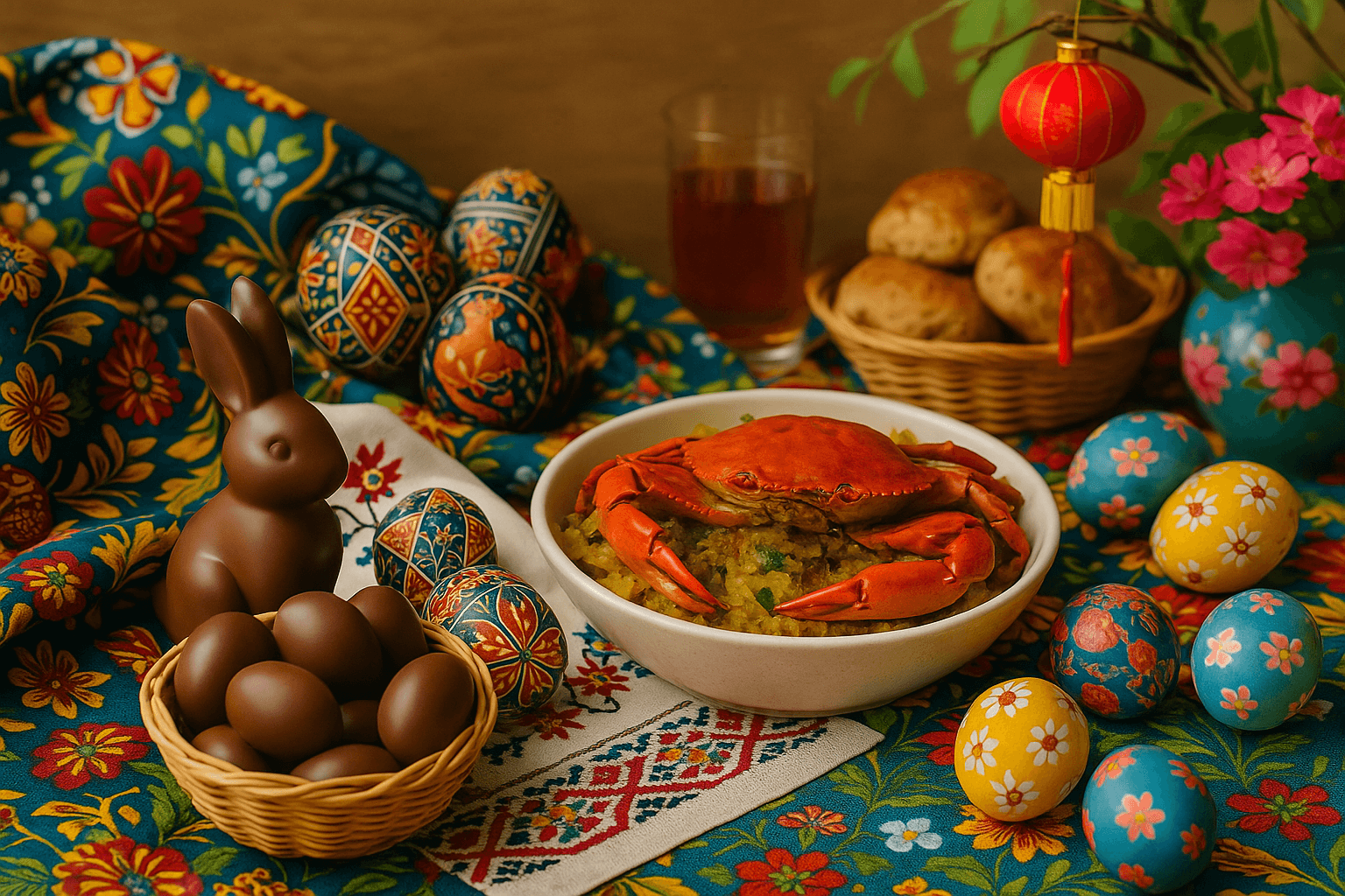 Un article de blogue sur la célébration de la fête de Pâques autour du monde avec des traditions colorées et des cultures tissées