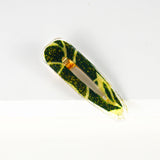 Teardrop barrette - green and beige