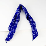 Triangular scarf headband scarf - Blue and white