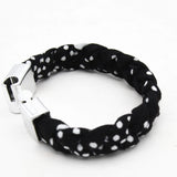 Black and White Polka Dot Braided Bracelet – Metal Clasp