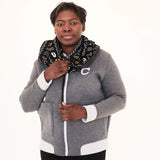Reversible Hooded Neck Warmer – Gray and Mud Cloth