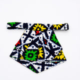 Short Jabot-Style African print Tie – Yellow, Green, Red and Black