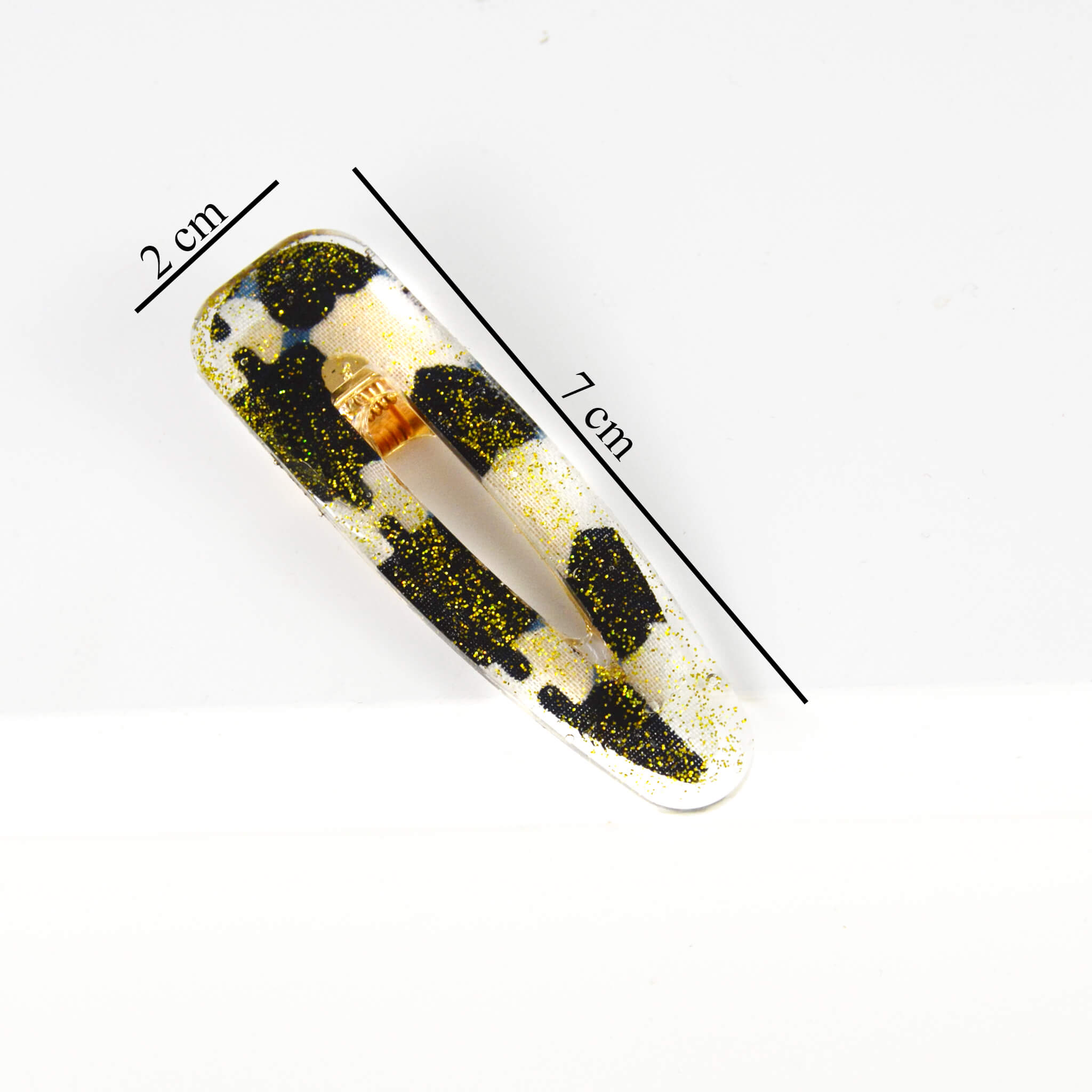 Barrette goutte de larme - noir et blanc