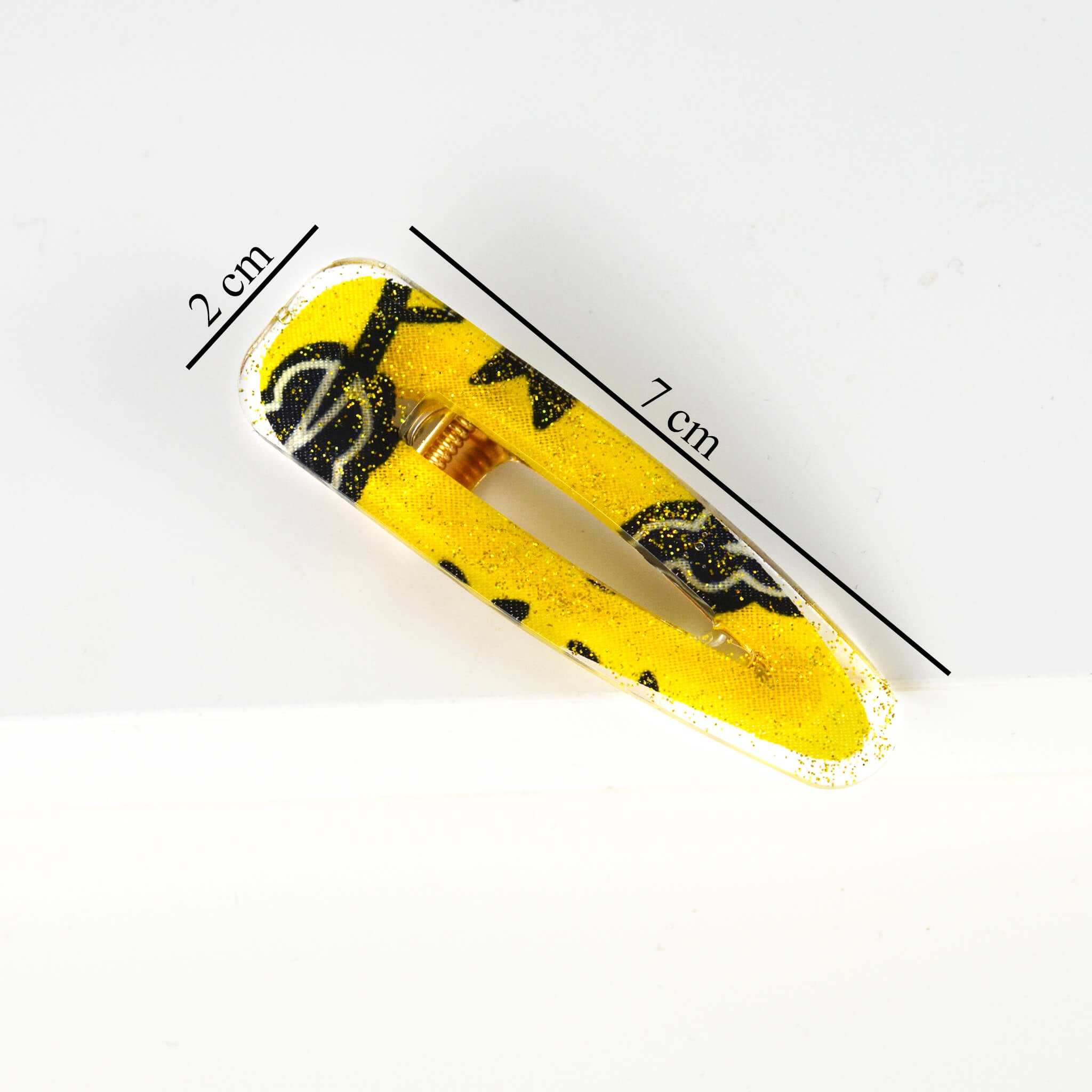 Teardrop barrette - yellow and black