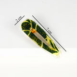 Teardrop barrette - green and beige