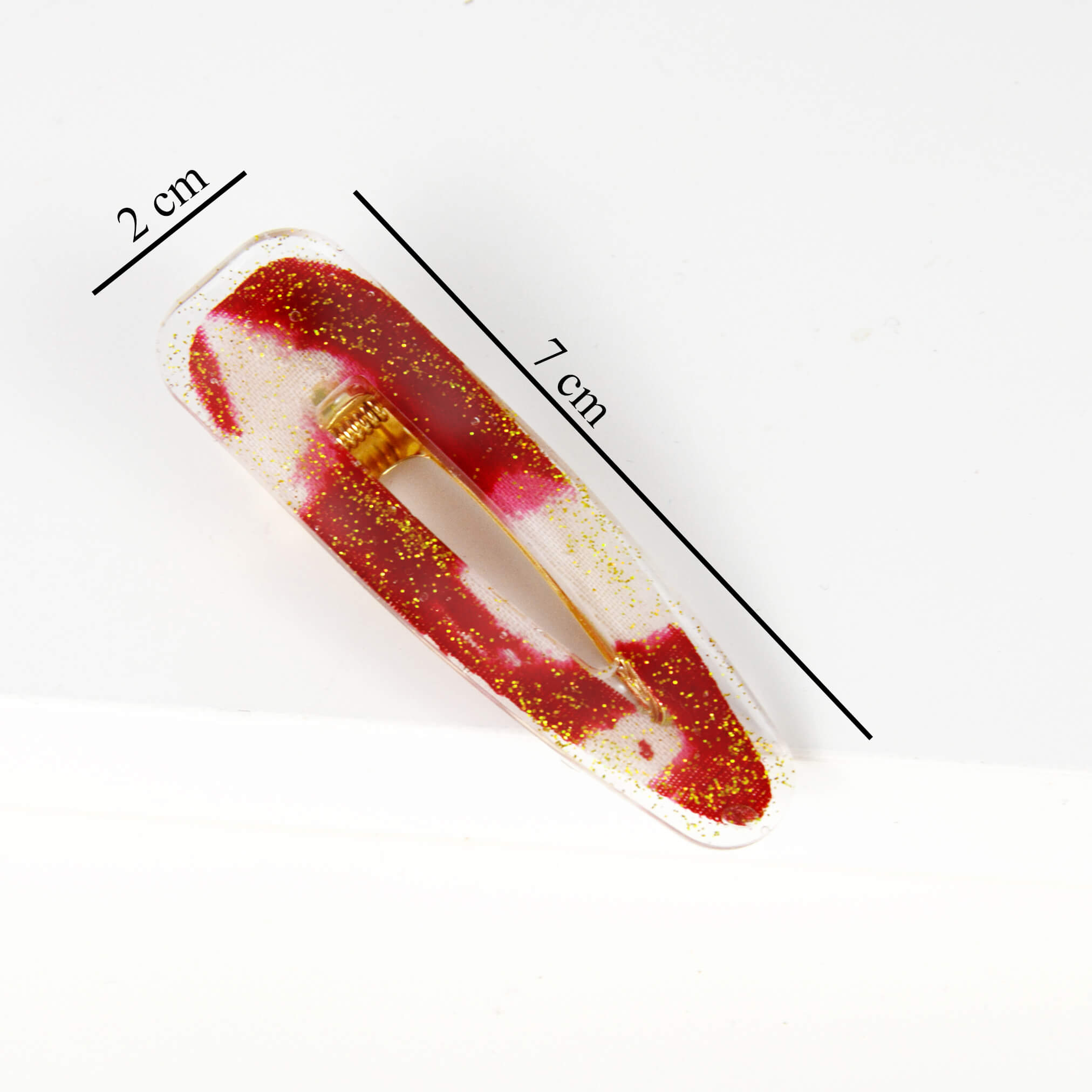 Teardrop barrette - red and white
