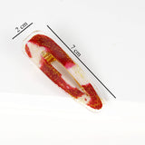 Teardrop barrette - red and white