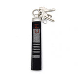 Porte-clé fait main en tissu Madras noir et gris avec attache métallique, Coo-Mon Montréal