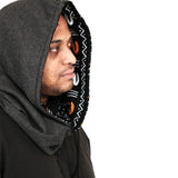 Reversible Hooded Neck Warmer – Gray and Mud Cloth