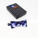 Noeud papillon tie dye - bleu & blanc