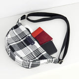 Plaid Madras belt bag - black and white