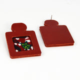 Boucles d’oreilles en cuir rouge et wax – Modèle NaN – Collection ReNée