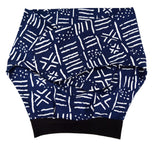 Wire head wrap turban - navy blue and white