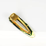 Teardrop barrette - green and beige