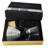 Nœud Papillon Et Bretelles - Blanc Et Noir Madras