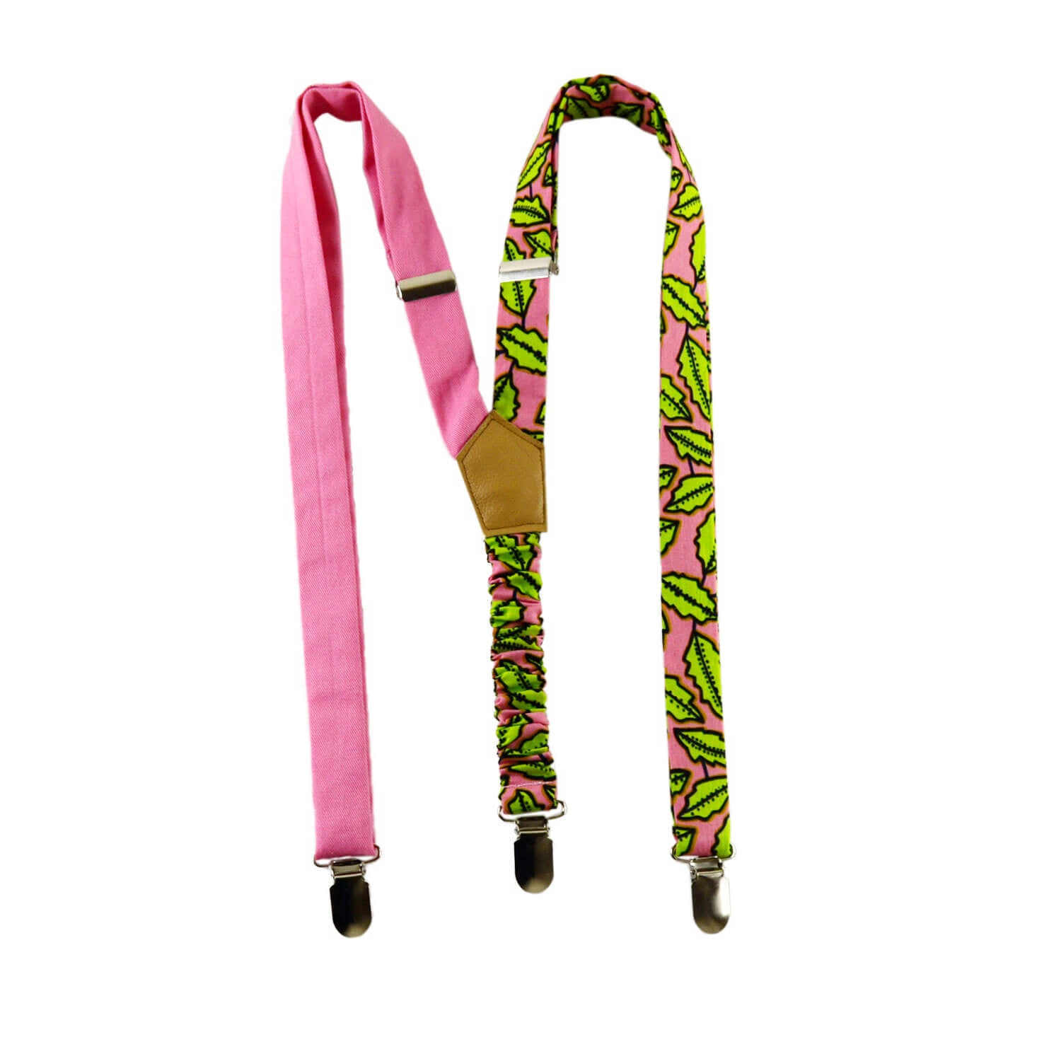 Bow Tie And Suspenders set - Bright Foliage Ankara Print