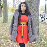 Wide Wrap Sash Belt, Obi Belt - Orange African Print