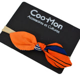 Girl Bow Nylon Headband - Orange African Print