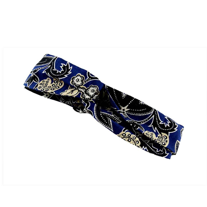 Bandeau Croisé - Bleu Marine Floral Tissu Recyclé