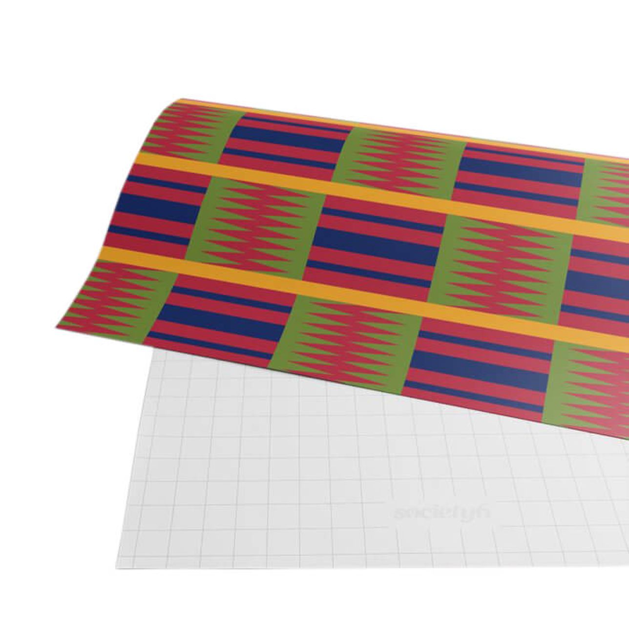 Papier D'emballage Cadeau - Kente Bleu Rouge Vert