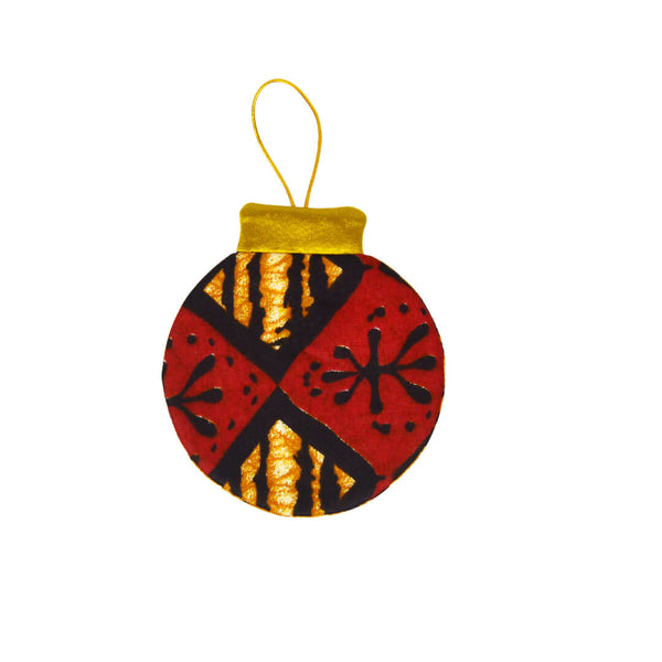 Africant print red reversible ecofriendly Christmas ornament