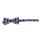 bleu red white plaid men pre tied bow tie