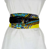 Ceinture Obi, Ceinture Enveloppante - Jaune Dashiki