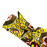yellow and olive green african print wire headband made in Quebec by Coo-Mon
