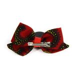 Hair Clip, Baby Girl Hair Barrette - Red Black African print
