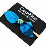Baby Bow Headband - Black White Plaid Madras