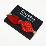 Bow Tie Headband - Red White Polka Dot Shweshwe