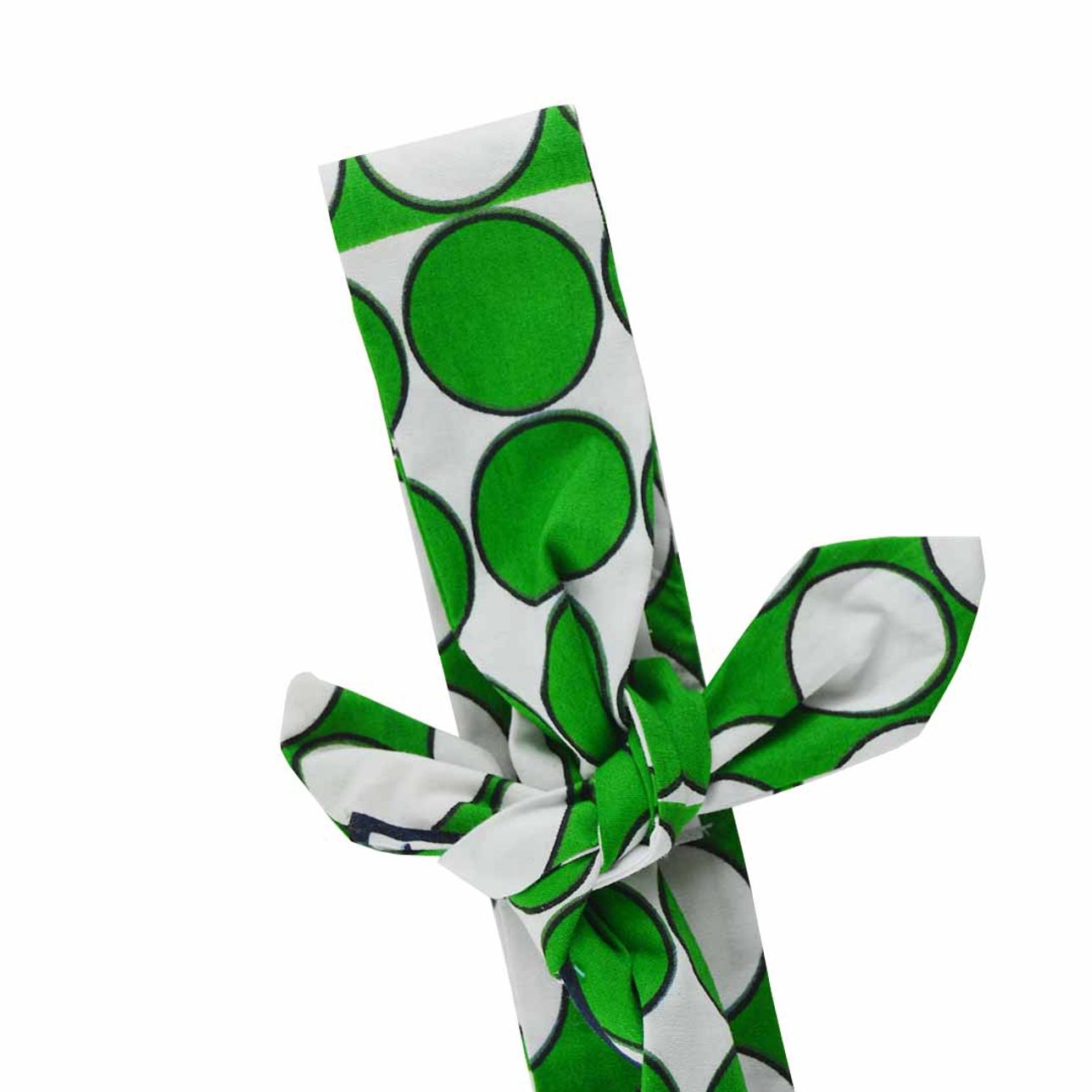 Mother And Daughter Headbands - White & Green Polka Dot African Print