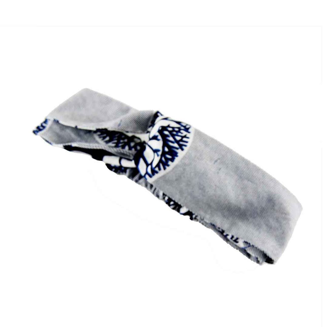 Bandeau Torsadé - Blanc Rayure Bleu Marine Pagne Wax