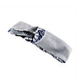 Top Knot Headwrap - white with navy blue stripes African Print