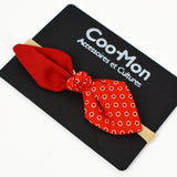 Bow Tie Headband - Red White Polka Dot Shweshwe