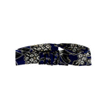 Criss Cross Headband - Navy Blue Floral Recycled Fabric