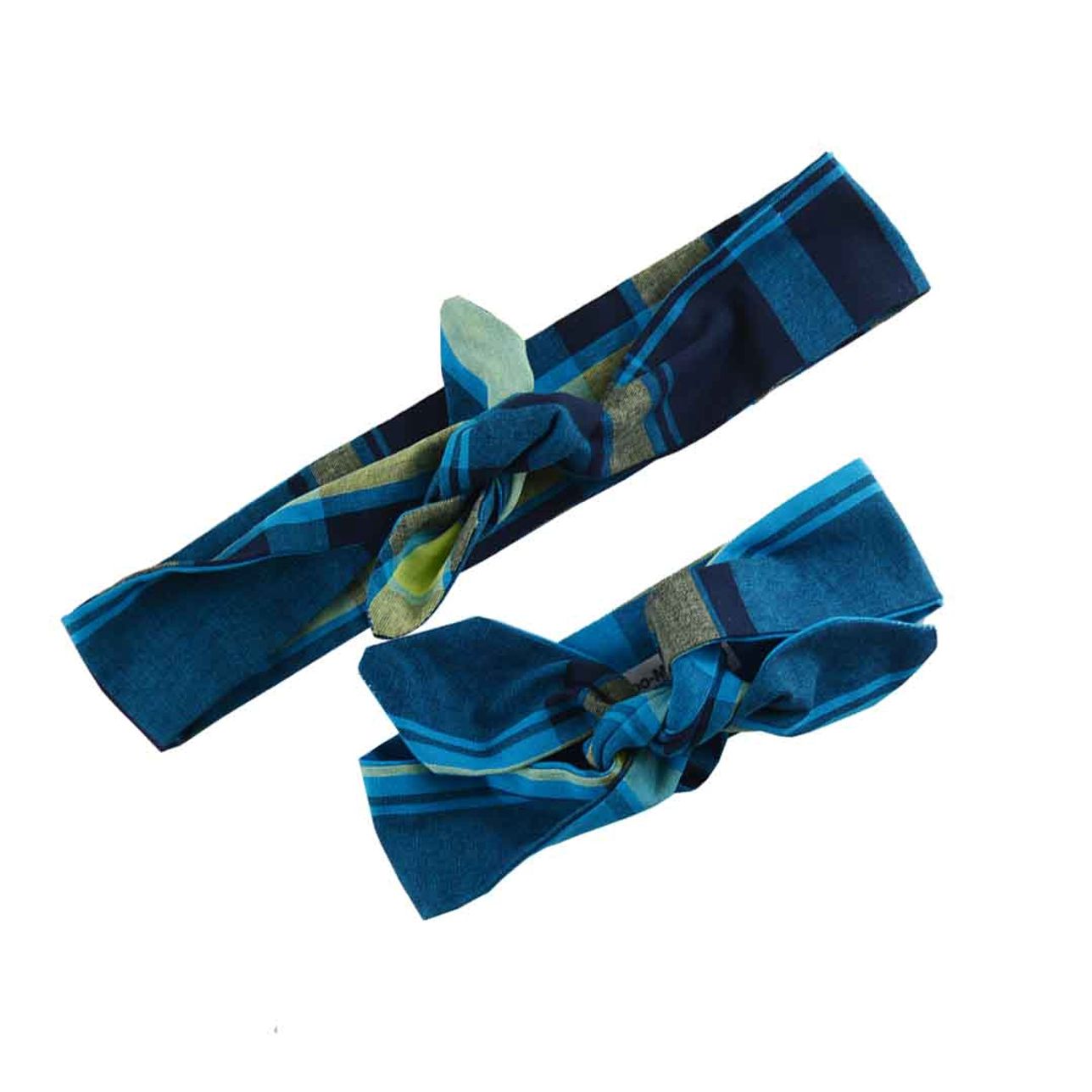 Mommy And Me Headbands - Blue Plaid Madras