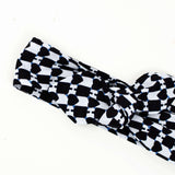 Bow-Tie Headband, Boho Hairband - Black And White African Print