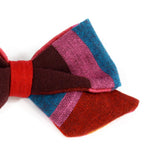 Hair Bow, Baby Hair Barrette -Red Pink Madras Fabric