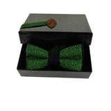 Green Bow Tie - Small Golden Yellow Polka Dot Shweshwe