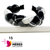 Braided Headband - Black And White Madras