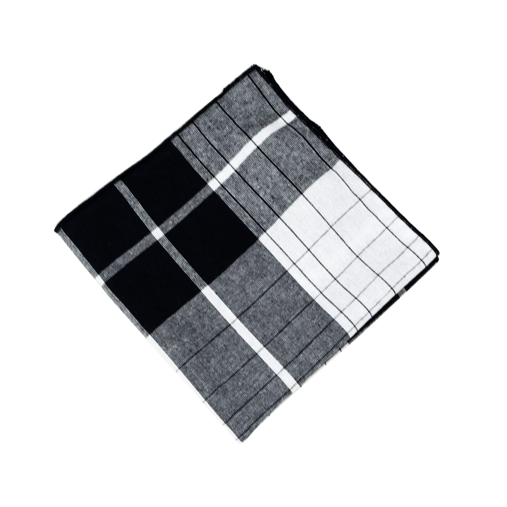 black and white plaid madras pocket square