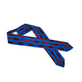 Tie Headband, Neckerchief - Blue And Red Kiss Pattern