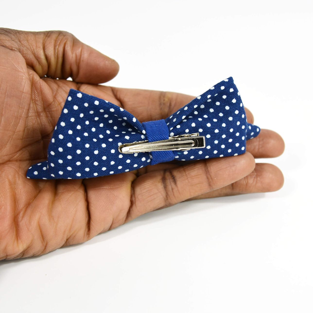 Hair Clip, Baby Hair Barrette - Navy Blue White Polka Dot