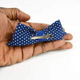 Hair Clip, Baby Hair Barrette - Navy Blue White Polka Dot