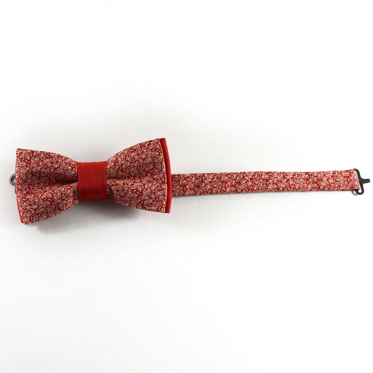 Red Bow Tie-White Fine Leaves Shweshwe