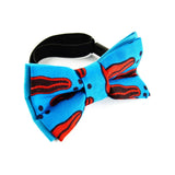 Boys Bow Tie And Suspenders - Blue And Kiss Pattern