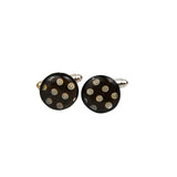 boutons de manchette noirs pois blanc