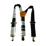 Boy Bow Tie And Suspenders - Black & White Plaid Madras