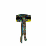 Waist-defined Wrap Belt, Obi Belt - Yellow Dashiki Fabric